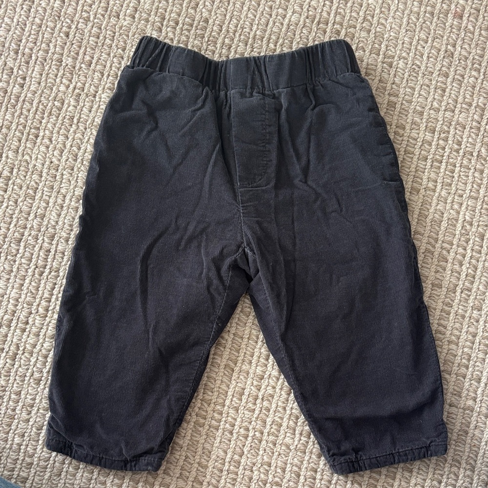 Jacadi Dark Grey Elastic-Waist Jogger Corduroy Pants - 12 MO